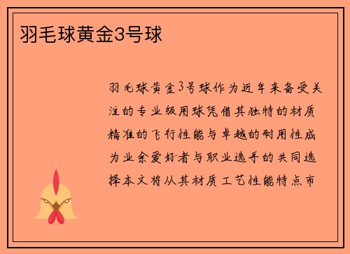 羽毛球黄金3号球